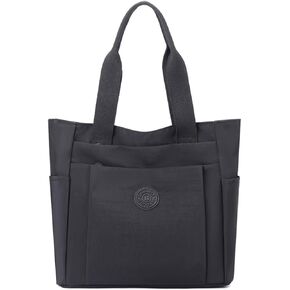 Nylon Lightweight Handbag for Women Tote Purses Multi-pocket Shoulder Bag for Work Travel