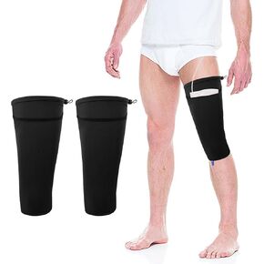 Catheter Leg Bag Holder, Fabric Catheter Sleeves Urine Leg Bag Holder - Adjustable Urinary Drainage Bag Stay in Place Urine Bags for Legs Foley Catheter Bag Holder Strap for Men or Women, 2 Pcs (L)