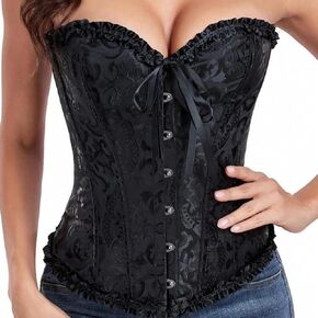Bustier Corset Top for Women, Black Lace Up Corset Lingerie, Tight Shapewear Waist Cincher
