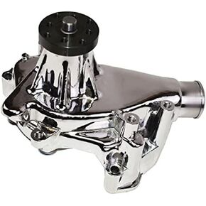 A-Team Performance - Long-Style High-Flow Mechanical Long Water Pump - Compatible with Small Block Chevrolet 265 267 283 302 305 307 327 350 400 - Chrome Water Pump