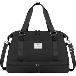 ETRONIK Weekender Bags for Women, Gym Bag with Shoes Compartment & Wet Pocket, Travel Duffel Bag with Trolley Sleeve for Personal Item Travel, Overnight Carry on Bag, Black