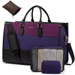 LOVEVOOK Weekender Bags for Women 18-21" Large Capacity Dual Material All-In-One Travel Duffle Carry On Bag with Laptop Compartment, Wet/Dry Separation for Overnight/Gym 1 Shoe Organizer, 2 Pockets