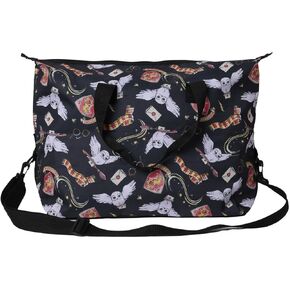 Harry Potter Tote Duffel Bag Hogwarts All Over Print Carry On Travel (Black), hpct23aj