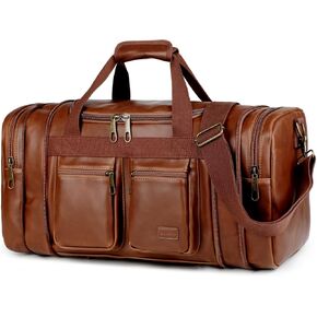 Baosha Leather Travel Duffel Weekender Bag حمل حقيبة ليلية خمر للرجال والنساء HB-21 (Crazy Horse Brown)
