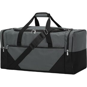 25 in Large Travel Duffel Bag for Men - 56L Roomy Weekender Bag with Trolley Sleeve (Black)