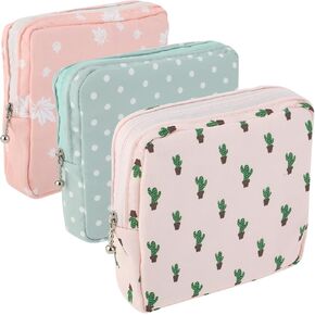 3Pcs Period Bag Sanitary Napkin Storage Bag, Portable Menstrual Cup Pouch Period Bags for Teen Girls, Tampons Holder, Pad Bag, Feminine Care for Purse with Zipper