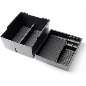 2PCS Center Console Organizer Compatible with Ford Maverick 2022 2023 2024 2025 Accessories, Storage Box Insert Tray Set for Maverick XL XLT Lariat Pickup Truck (Upper and Lower), Black