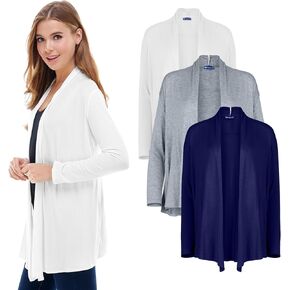 Azules 3 Pack Long Sleeve Cardigan Open Front Cardigan للنساء - سترات كارديجان خفيفة الوزن