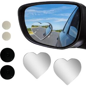 2-Pack Heart Shaped Blind Spot Mirrors - Adjustable Wide Angle Convex Rearview Side Mirrors - Cute & Safe Driving Auxiliary Mirror Accessories - Universal Fit for Cars, SUVs & Trucks