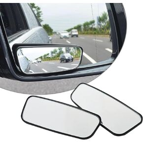 2 PCS Car HD مرايا البقعة العمياء ، الزجاج HD مستطيل 360 درجة الزاوية واسعة مرآة مرآة أعمى ، مرآة عكسية مساعدة قابلة للتعديل ، مناسبة لمعظم شاحنات السيارات (أسود)