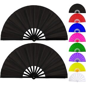 Fans for Line Dancing Line Dance Popping Fan 2pcs Boots on the Ground Hand Fan for Women Foldable Large Big Rave Fan Clacking Fans for Line Dancing that Make Sounds Clack Clapping Pop Snap(2pcs Black)