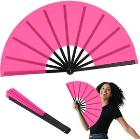 Cosweet 2 PCS مراوح قابلة للطي للرقص خط - متين من نايلون المراوغة مراوح اليد للنساء إكسسوارات الأداء الحفلات الزخرفة ، الوردي