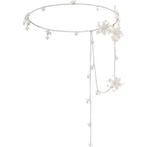 Pearl Waist Chain Belt For Women Pearl Flower Waist Beads Dress Layered Body Bikini Belly Chain