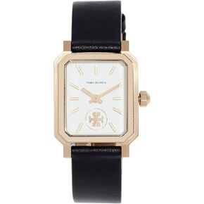 Tory Burch Women's The Robinson Watch ، العاج/الذهب/الأسود ، حجم واحد