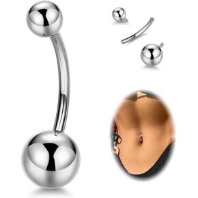 14G G23 Pure Titanium Belly Button Rings for Women Internally Threaded Curved Belly Rings Barbell Navel Rings Hypoallergenic Belly Piercing Jewelry 6-16mm