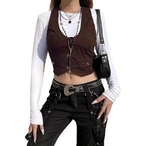 Women Sexy Slim Fit Vintage Button Sleeveless Suit V Neck Halter Jacket Tuxedo Vader Blazer