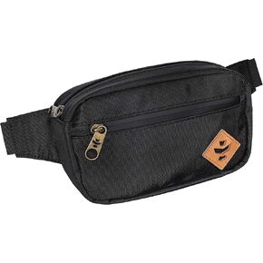 Revelry Companion Smell Proof Crossbody Bag Water Resistant with Adjustable Strap for Travel, Sport, Running - Carbon Filter System from Odor Protection, Canvas Exterior Men & Women (Black)
