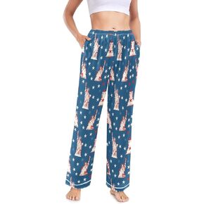 senya Cute Highland Cows Women's Wide Leg Pajama Pants with Pockets Sleepwear