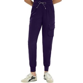 Medical Scrub Pants for Women — Mid Rise Jogger Pants with Yoga Waistband, 4-Way Stretch, Anti-Wrinkle & 8 Pockets in Saudi Arabia