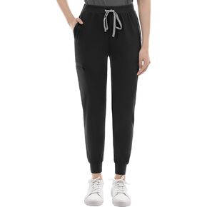 Women's Scrub Pants, Mid Rise Slim Fit Cargo Joggers with Pockets and Adjustable Drawstring Waistband for Women