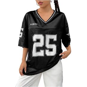 SOLY HUX Women's Y2k Baggy T-Shirts V Neck Half Sleeve Sportswear Tees Jersey Top Streetwear in Kuwait