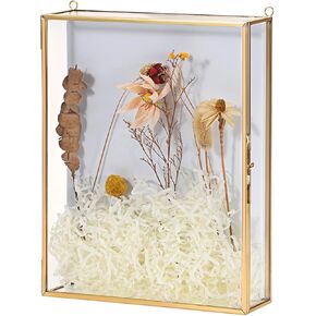 JUXYES 8x10 inches Gold Shadow Box Frame Display Case with White Backplane, Clear Display Case for Collectibles, Keepsake Box Memory Box Picture Art Frame Collection Display Box, No Assembly