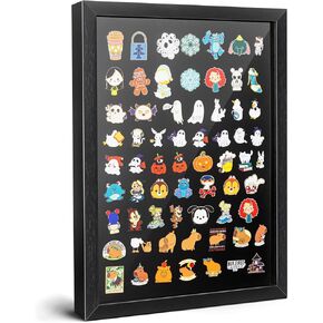 Tutata 12x16 PIN Display Case ، إطار عرض دبوس المينا ، عرض مجموعة الدبوس ، مربع الظل لعرض الجدار ، الأسود