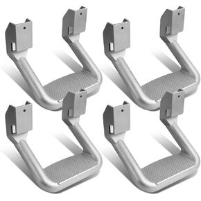 Auto Dynasty 1 Inches Universal Side Step with Mounting Brackets for Pickups & Trucks, Aluminum, Silver Powder Coated, Set of 4