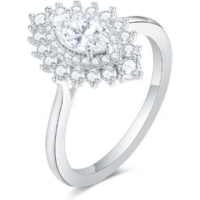 Vintage 0.44-1.1 Carat Moissanite Engagement Ring for Women, 925 Sterling Silver G Color VVS1 Moissanite Cocktail Rings, Gothic Art Deco Plated by Platinum Fake Diamond Promise Ring for Her Size 4-9