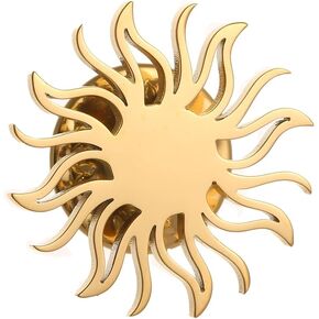 Gold Plating Sunshine Sun Stainless Steel Brooch for Men Shirt Badge Lapel Pins Clips