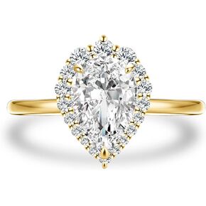 2.0CT خاتم الخطوبة على شكل كمثرى ، HALO 925 Sterling Silver Silver Diamond Promise Rings For Women