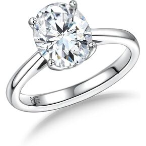 DAYBYDAY Moissanite Rings for Women, 925 Sterling Silver Round/Pear/Heart/Oval Cut Lab Created Diamond Ring, 1-3ct D Color VVS1 Moissanite Engagement Wedding Rings