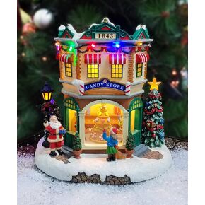 MOMENTS IN TIME 10.3"H Polyresin Christmas Village LED & Musical Candy Store