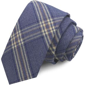 Cotton Ties for Men, 2.36" Mens Skinny Tie Plaid Striped Necktie for Office Wedding Party School Formal Casual