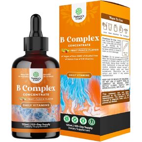 Vegan Vitamin B Complex Liquid - 9-in-1 Liquid B Complex Vitamins for Women & Men with B1 B2 B3 B5 B6 B7 Folate Methyl B12 Plus Vitamin C - Super Concentrated Non GMO & Naturally Flavored (120svg)