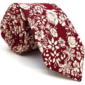 S&W SHLAX&WING Cotton Neckties for Men Wedding Party Slim Skinny Ties Printed