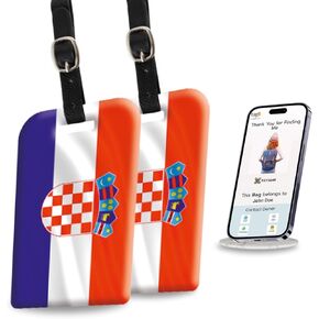 [Pack 2] TAG8 CROATIA SMART LUGGAGE TAG | التعرف على معرف علامة الأمتعة العصرية | حقيبة العلامة | علامة الاسم الرقمي العصري | متوافق مع شركة الطيران ، تم تمكين رمز التتبع العالمي Sita | فكرة الهدية