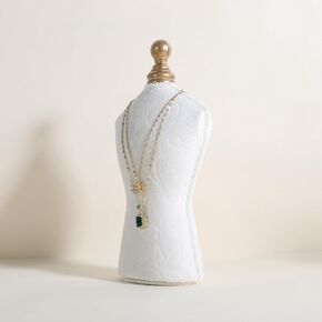 GemeShou Velvet necklace holder display stand, White jewelry necklace display for selling, necklace mannequin for jewelry, necklace bust jewelry display for Countertop【White-Large】