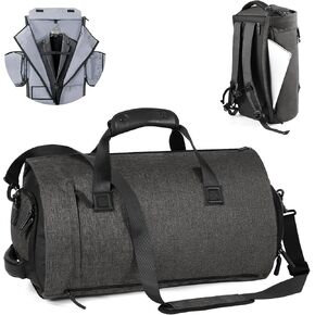 Concail 45L Convertible Travel Darment Bag مع حزام على الظهر وحزام الكتف قابل للفصل ، 5 في 1 حمل في عطلة نهاية الأسبوع مع حقيبة أحذية للجنسين ، الأسود