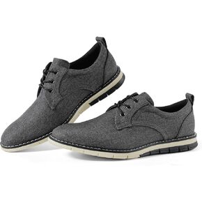 Men's Black Dress Shoes - Stylish Canvas Casual Shoes for Men - Classic Lace Up Derby Shoes Black