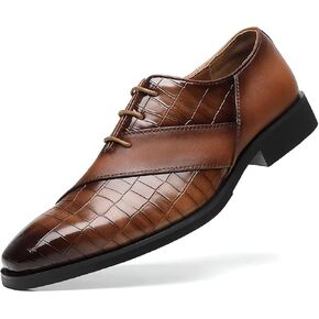 SANNAX Men’s Oxfords Formal Lace Up Dress Shoes, Classic Business Casual Leather Shoes for Men