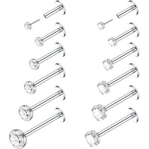 Xpircn 20G 18G 16G Threadless Push in Labret Lip Monroe Ring Nose Medusa Tragus Helix Cartilage Earrings Stud Piercing Jewelry for Women Men