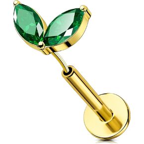 OUFER Colorful Floral Helix Piercing Jewelry, 16G Threadless Flat Back Piercings Helix Cartilage Tragus Conch Piercing Jewelry for Women Men