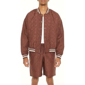 Forever 21 Men's Textured Varsity Bomber Jacket