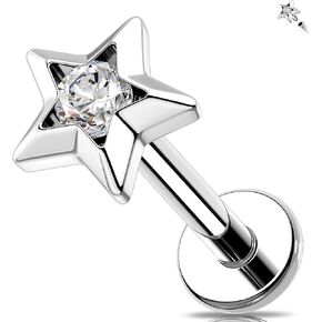 Melighting 16g Heart Helix Enring Internal Thread 6/8 MM Back Back Straining Steel Stainlist Steel 316L Star Lip Stud Labret Gret Percing Jewelry