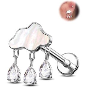 JOWSEEN G23 زرع درجة التيتانيوم HELIX FLAT BACK Stud أقراط 16G غضروف مسمار Tragus tragus conch percing المجوهرات للنساء