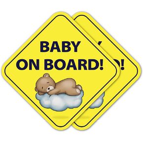 | Baby on Board Stickers (2-Pack) - Strong Adhesive, Waterproof, UV Resistant Child on Board Signs for Car - Paint Safe Safety Stickers for Cars & Windows