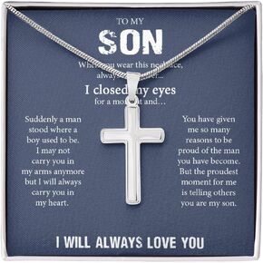 To My Boy Cross Necklace, Father & Son, Mother & Son, Cross Necklace For Boys