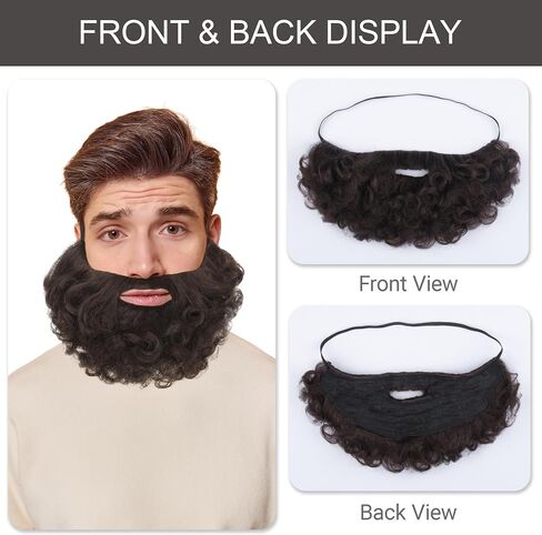 Yan Dream Short Full Beard for Men Classic Halloween Costume Facial Hair Synthetic Curly Red Fake Beard and Mustache in Saudi Arabia