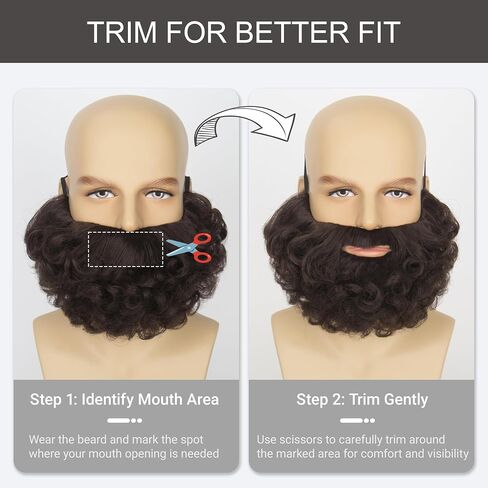 Yan Dream Short Full Beard for Men Classic Halloween Costume Facial Hair Synthetic Curly Red Fake Beard and Mustache in Saudi Arabia